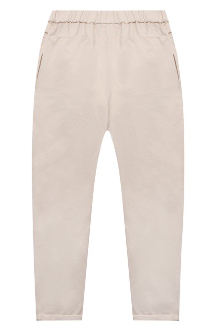 Детские брюки из льна и хлопка BRUNELLO CUCINELLI бежевого цвета, арт. B291LP101C | Фото 2 (Мальчики Кросс-КТ: Брюки-одежда; Материал внешний: Лен, Хлопок; Случай: Повседневный; Региональные ограничения белый список (Axapta Mercury): RU; Ростовка одежда: 12 лет | 152 см)