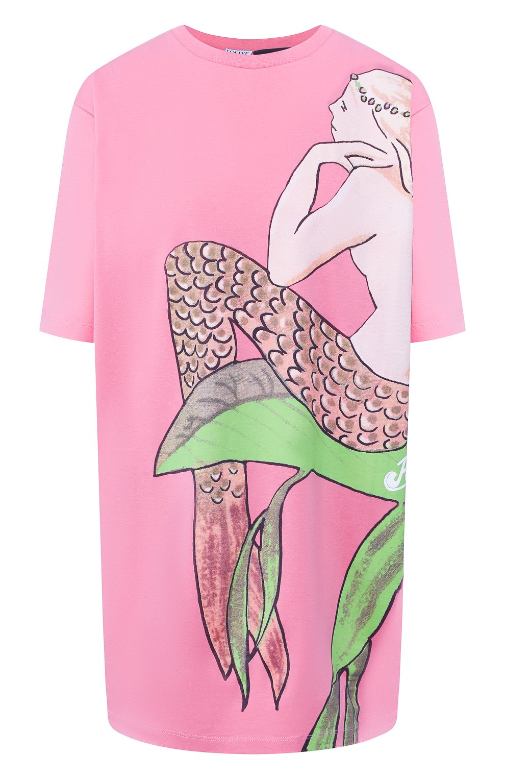 Женская футболка loewe x paula's ibiza LOEWE розового цвета, арт. S616341X15 | Фото 1 (Рукава: Короткие; Принт: С принтом; Длина (для топов): Удлиненные; Материал внешний: Хлопок; Женское Кросс-КТ: Футболка-одежда)