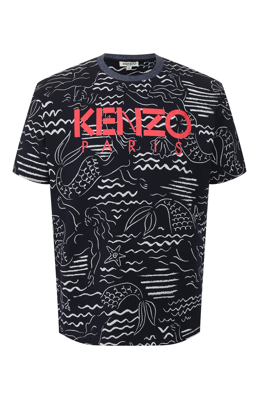 Мужская темно-синяя хлопковая футболка KENZO купить в интернет-магазине ...