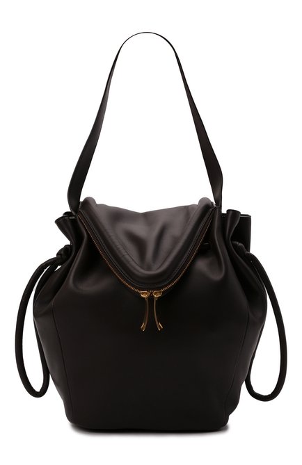 Женская сумка beak large BOTTEGA VENETA темно-коричневого цвета, арт. 666511/VCP40 | Фото 1 (Материал: Натуральная кожа; Сумки-технические: Сумки top-handle; Размер: large)
