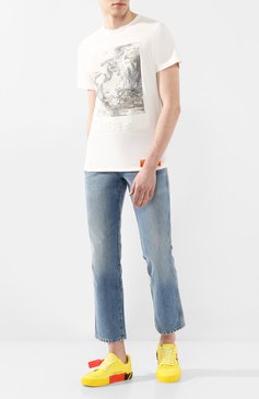 Мужская хлопковая футболка HERON PRESTON белого цвета, арт. HMAA011S209140220188 | Фото 2 (Рукава: Короткие; Длина (для топов): Стандартные; Стили: Гранж; Принт: С принтом; Мужское Кросс-КТ: Футболка-одежда; Материал внешний: Хлопок)