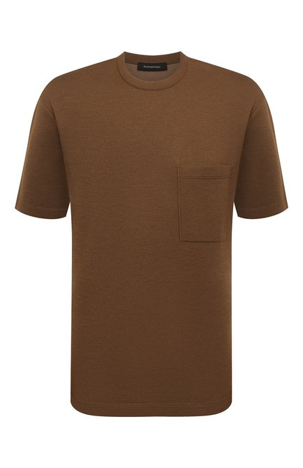 Мужская футболка из шелка и кашемира ERMENEGILDO ZEGNA коричневого цвета по цене 155500 руб., арт. UZH9G/C11 | Фото 1