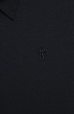 Дет ская хлопковая рубашка ALETTA темно-синего цвета, арт. AM220774CR-31/4A-8A | Фото 3 (Рукава: Короткие; Материал сплава: Проставлено; Материал внешний: Хлопок; Драгоценные камни: Проставлено)