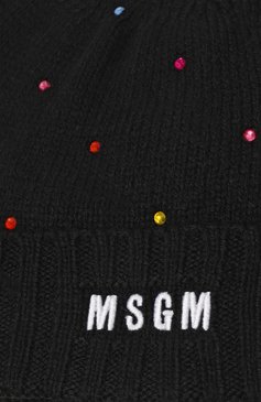 Детского шапка MSGM KIDS черного цвета, арт. F3MSJGHT105 | Фото 3 (Материал: Текстиль, Шерсть, Синтетический материал; Материал сплава: Проставлено; Нос: Не проставлено)
