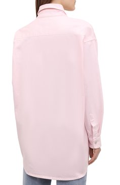 Женская хлопковая рубашка FORTE DEI MARMI COUTURE розового цвета, арт. 21SF9151-1 | Фото 4 (Рукава: Длинные; Принт: Без принта; Женское Кросс-КТ: Рубашка-одежда; Длина (для топов): Удлиненные; Региональные ограничения белый список (Axapta Mercury): RU; Материал внешний: Хлопок; Стили: Кэжуэл)