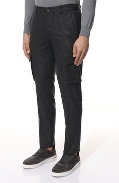 Мужские шерстяные брюки-карго CORNELIANI темно-серого цвета, арт. 884L02-1817513/00 | Фото 3 (Силуэт М (брюки): Карго; Материал внешний: Шерсть; Длина (брюки, джинсы): Стандартные; Случай: Повседневный; Стили: Кэжуэл)