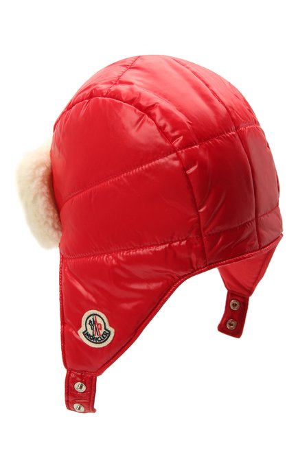 Детского шапка-ушанка MONCLER красного цвета, арт. G2-951-3B600-10-68950 | Фото 2 (Материал: Текстиль, Синтетический материал)