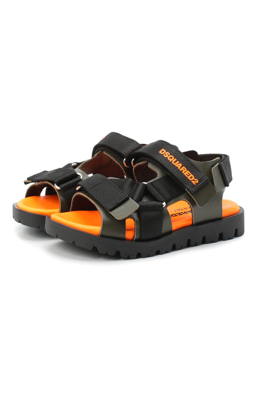 Мужского кожаные сандалии DSQUARED2 хаки цвета, арт. 67031/SWILLY/28-35 | Фото 1 (Региональные ограничения белый список (Axapta Mercury): RU)