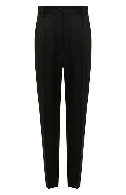 Женские шерстяные брюки DOLCE & GABBANA черного цвета, арт. FTAM2T/FR2X8 | Фото 1 (Материал внешний: Шерсть; Длина (брюки, джинсы): Стандартные; Стили: Гламурный; Женское Кросс-КТ: Брюки-одежда; Силуэт Ж (брюки и джинсы): Прямые)