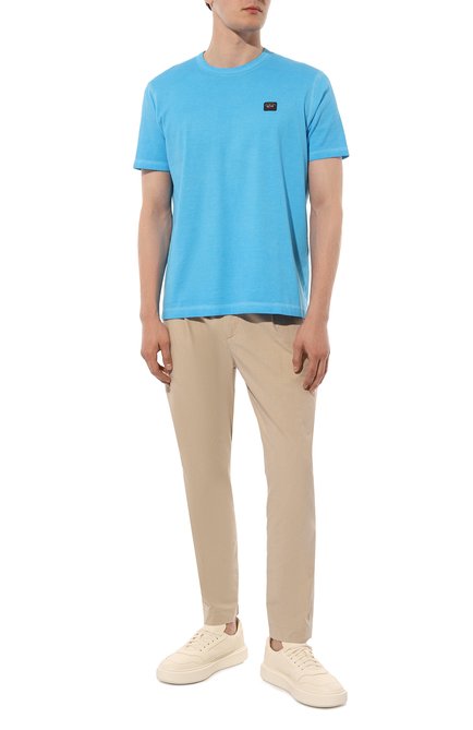 Мужская хлопковая футболка PAUL&SHARK голубого цвета, арт. 23411008 | Фото 2 (Материал внешний: Хлопок; Длина (для топов): Стандартные; Рукава: Короткие; Принт: Без принта; Стили: Кэжуэл)