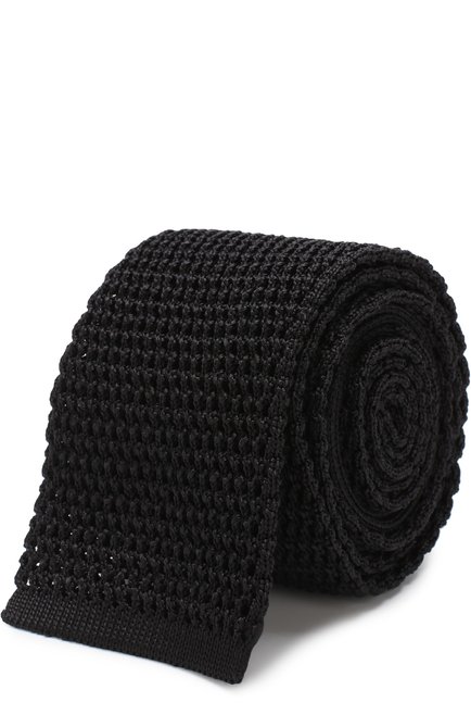 Мужской шелковый вязаный галстук TOM FORD черного цвета по цене 20700 руб., арт. 4TF12/1MF | Фото 1