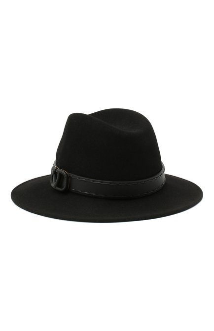 Женская фетровая шляпа VALENTINO черного цвета, арт. UW0HAA53/DZT | Фото 1 (Материал: Шерсть, Текстиль)