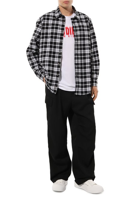 Мужская хлопковая рубашка DIESEL черно-белого цвета, арт. A10620/0SHAW | Фото 2 (Материал сплава: Проставлено; Материал внешний: Хлопок; Нос: Не проставлено)
