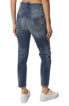 Женские джинсы DSQUARED2 синего цвета, арт. S75LB0750/S30595 | Фото 4 (Кросс-КТ: Деним; Длина (брюки, джинсы): Стандартные; Региональные ограничения белый список (Axapta Mercury): Не проставлено; Силуэт Ж (брюки и джинсы): Прямые; Материал сплава: Проставлено; Материал внешний: Хлопок; Драгоценные камни: Проставлено; Стили: Кэжуэл)