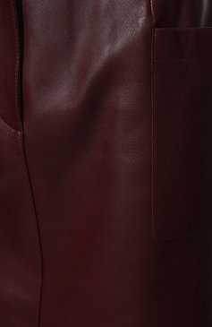 Женская кожаная юбка BOSS бордового цвета, арт. 50468727 | Фото 5 (Стили: Гламурный; Длина Ж (юбки, платья, шорты): Мини; Женское Кросс-КТ: Юбка-одежда; Материал внешний: Натуральная кожа)