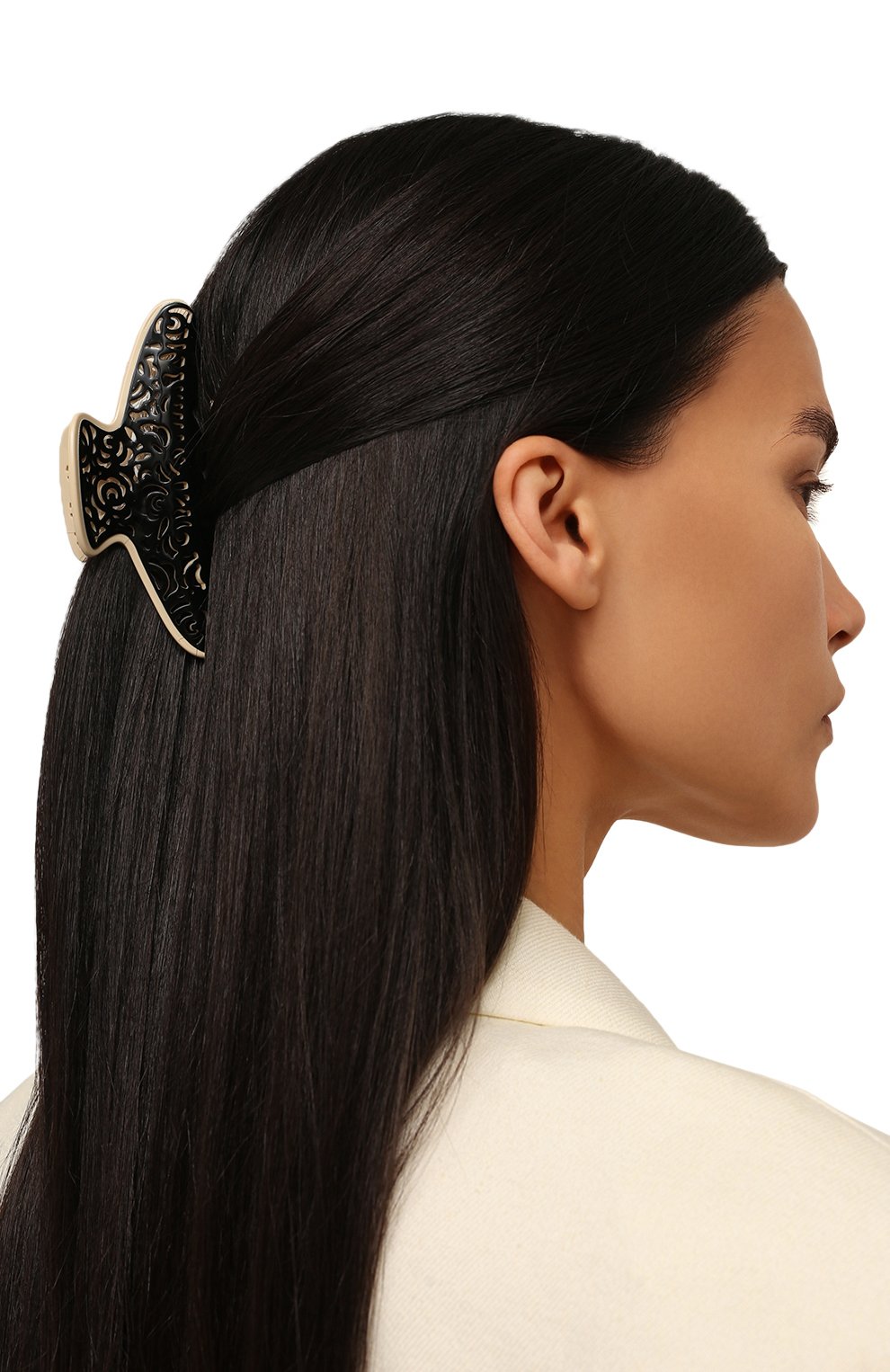 Женская заколка для волос ALEXANDRE DE PARIS черно-белого цвета, арт. ACCL-17181-02 X | Фото 2 (Материал: Пластик)