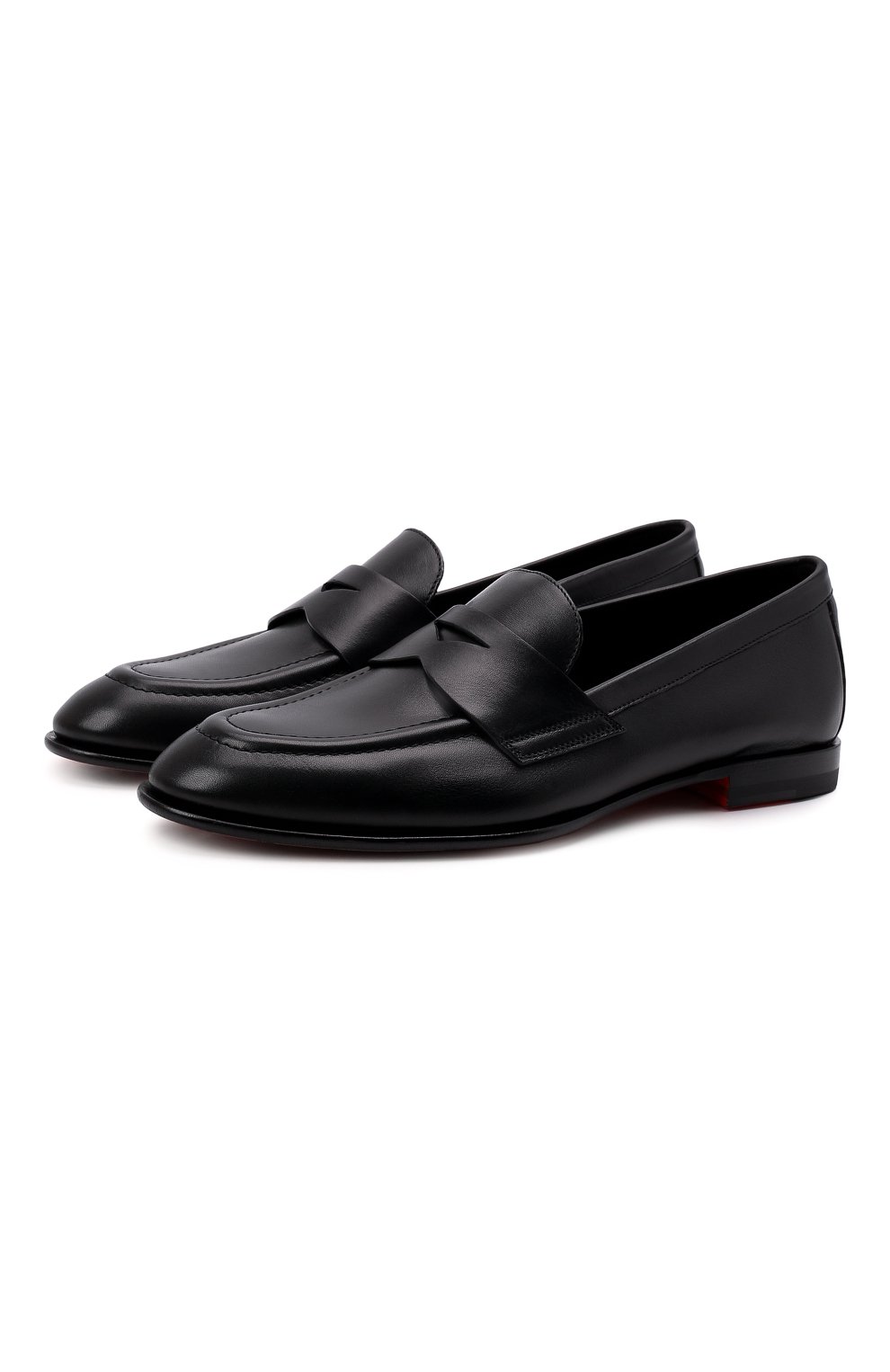 Женские черные кожаные лоферы SANTONI купить в интернет-магазине ЦУМ ...