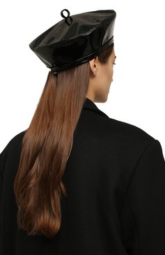 Женский кожаный берет polish COCOSHNICK HEADDRESS черного цвета, арт. beretpolish | Фото 2 (Материал: Натуральная кожа)