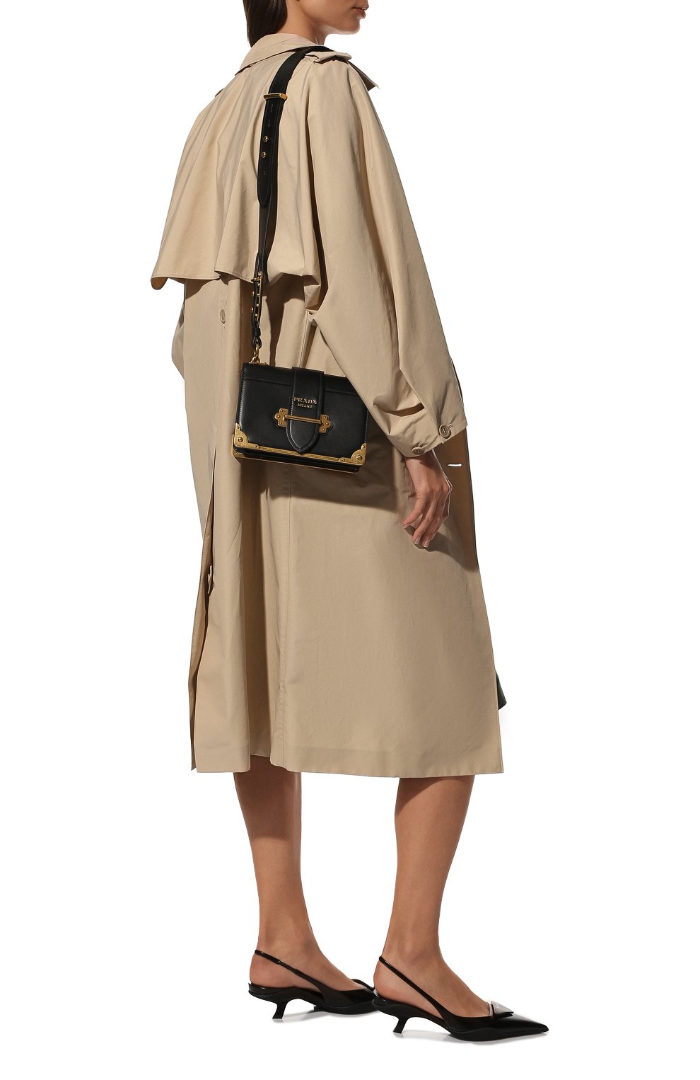 Женская сумка cahier PRADA черного цвета, арт. 1BD045-2AIX-F0002-XCH | Фото 7 (Сумки-технические: Сумки через плечо; Материал: Натуральная кожа; Размер: mini; Ремень/цепочка: На ремешке)