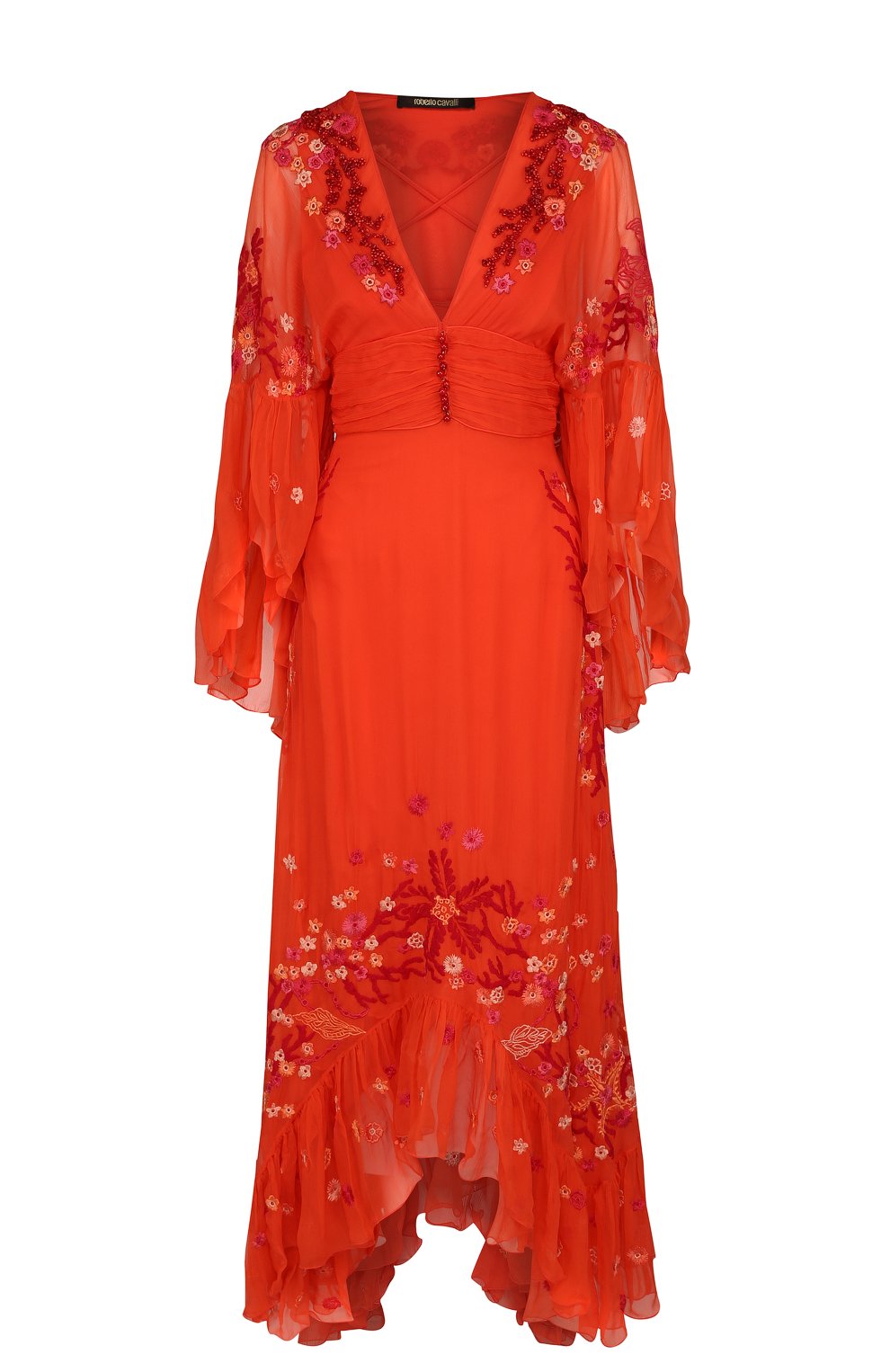 Приталенное шелковое платье асимметричного кроя Roberto Cavalli Розовый GQR117/CQ001 5255991