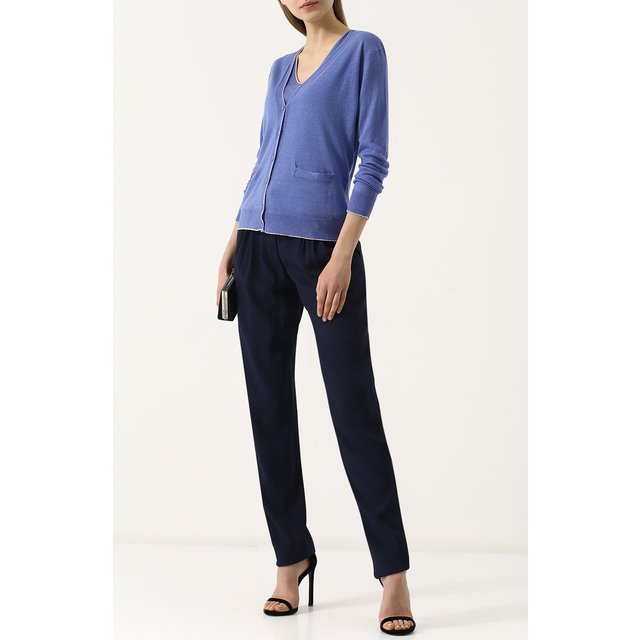Однотонные брюки прямого кроя из вискозы Giorgio Armani  WAP07T/WA930 Фото 2
