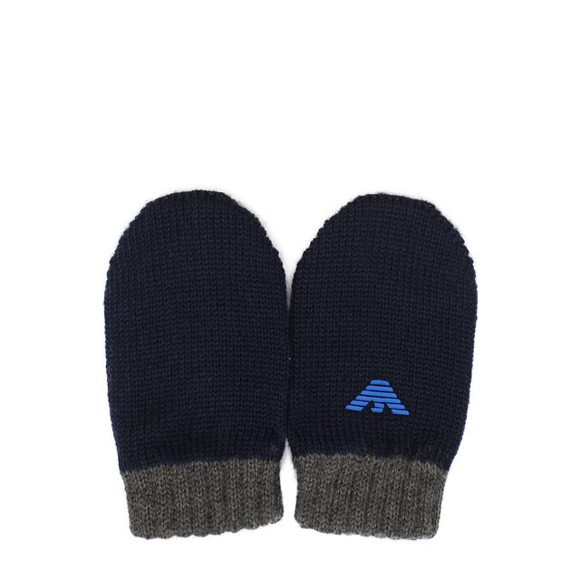 Вязаные варежки с логотипом бренда Armani Junior