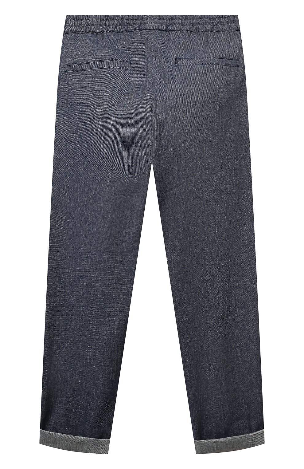 Детские брюки изо льна и хлопка BRUNELLO CUCINELLI синего цвета, арт. BS457P503C | Фото 2 (Случай: Повседневный; Материал внешний: Хлопок, Лен)