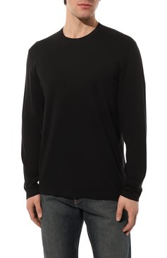Мужской хлопковый джемпер JAMES PERSE черного цвета, арт. MFGC3054/BLK | Фото 3 (Мужское Кросс-КТ: Джемперы; Рукава: Длинные; Принт: Без принта; Длина (для топов): Стандартные; Материал внешний: Хлопок; Вырез: Круглый; Стили: Кэжуэл)
