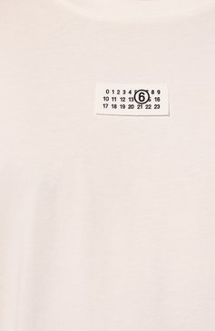Мужская хлопковая футболка MM6 кремвого цвета, арт. S52GC0300/S24311 |  Фото 5 (Принт: Без принта; Рукава: Короткие; Длина (для топов): Стандартные; Материал сплава: Проставлено; Материал внешний: Хлопок; Драгоценные камни: Проставлено; Стили: Кэжуэл)