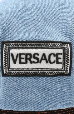 Женский текстильный берет VERSACE бирюзового цвета, арт. ICAP009/IT03088 | Фото 3 (Материал: Текстиль, Хлопок; Статус проверки: Проверена категория)