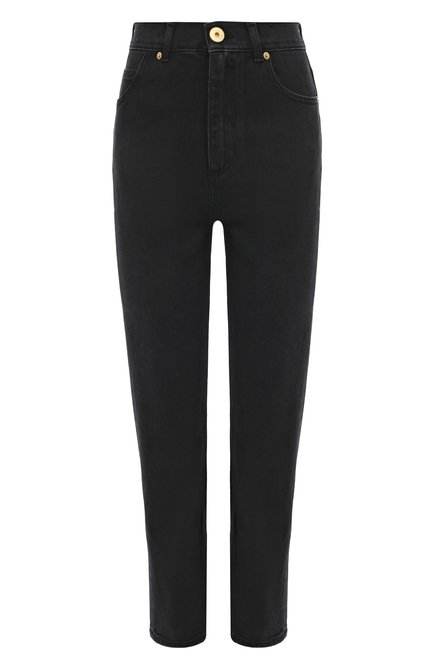 Женские джинсы BALMAIN черного цвета, арт. BF1MG006/DB67 | Фото 1 (Материал сплава: Проставлено; Драгоценные камни: Проставлено; Длина (брюки, джинсы): Стандартные; Материал внешний: Хлопок)