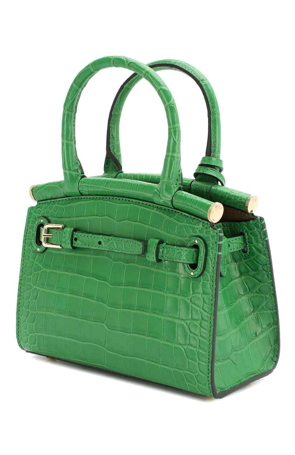 Женская сумка rl50 mini из кожи аллигатора RALPH LAUREN зеленого цвета, арт. 435769101/AMIS | Фото 3 (Сумки-технические: Сумки через плечо, Сумки top-handle; Материал: Экзотическая кожа; Размер: mini; Ремень/цепочка: На ремешке)