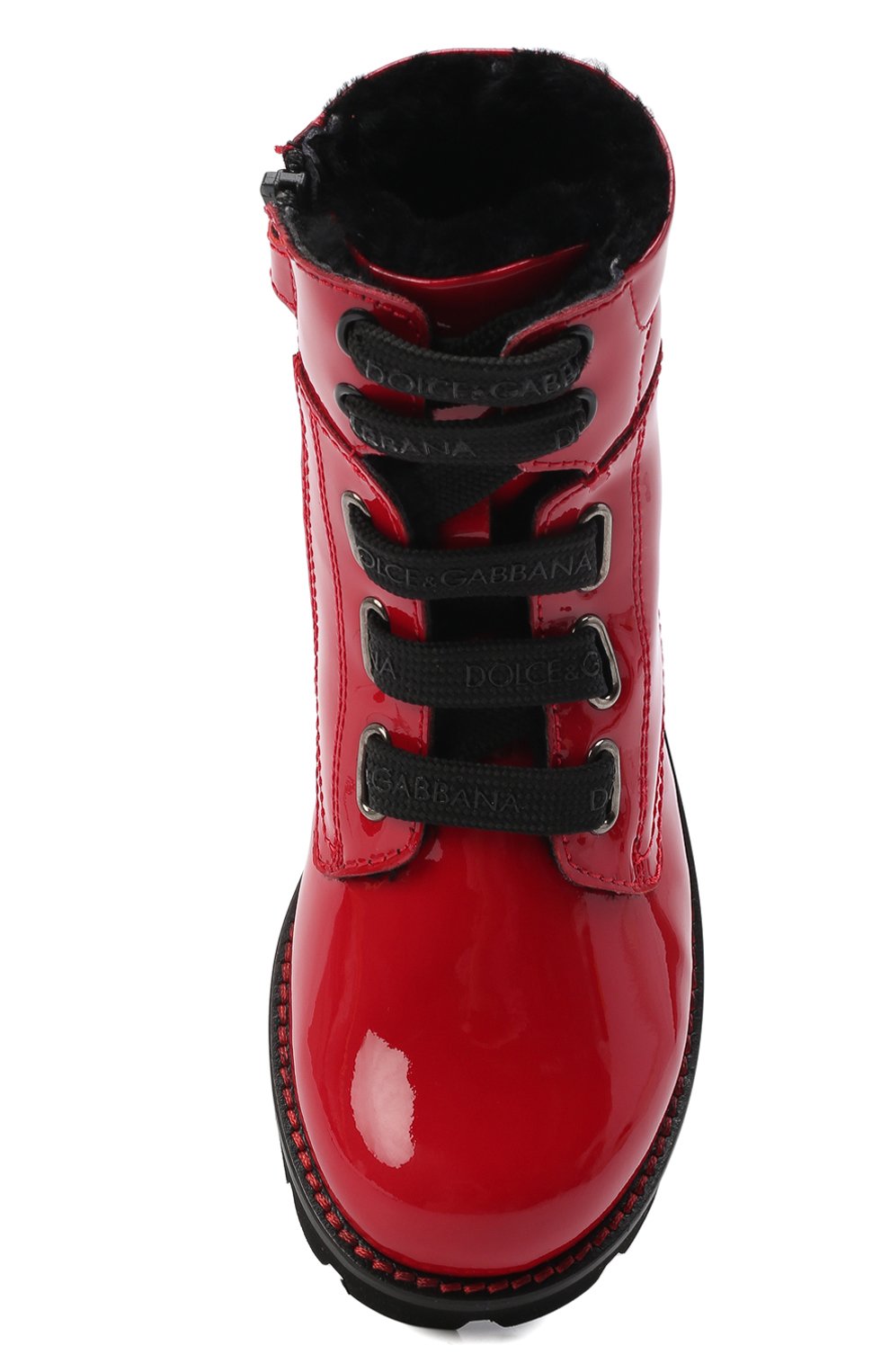 Кожаные ботинки с меховой отделкой Dolce & Gabbana D10849/AB543/29-36 Фото 4