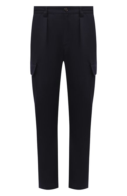 Мужские шерстяные брюки-карго BRUNELLO CUCINELLI темно-синего цвета по цене 107500 руб., арт. ME226S2180 | Фото 1