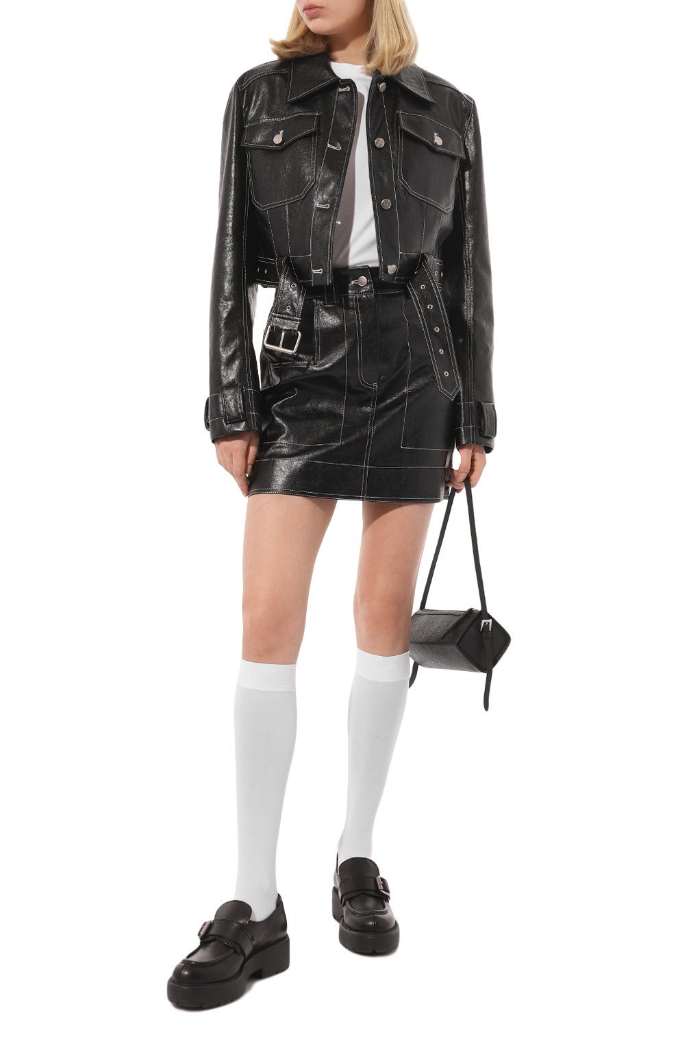 Женская куртка LVIR черного цвета, арт. LV23S-JK06A | Фото 2 (Кросс-КТ: Куртка, экокожа; Рукава: Длинные; Материал внешний: Синтетический материал, Вискоза; Материал сплава: Проставлено; Драгоценные камни: Проставлено; Длина (верхняя одежда): Короткие; Стили: Минимализм; Материал подклада: Хлопок)