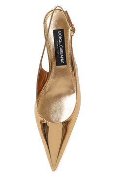 Женские кожаные туфли lollo DOLCE & GABBANA золотого цвета, арт. CG0701/AY828 | Фото 6 (Каблук высота: Низкий; Материал внутренний: Натуральная кожа; Материал сплава: Проставлено; Подошва: Плоская; Каблук тип: Kitten heel; Драгоценные камни: Проставлено)