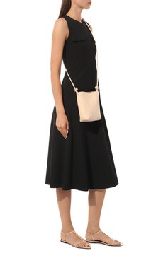 Женские кожаные сандалии JIL SANDER кремвого цвета, арт. J15WP0081/P4864 | Фото 2 (Каблук высота: Низкий; Материал внутренний: Натуральная кожа; Материал сплава: Проставлено; Подошва: Плоская; Драгоценные камни: Проставлено)