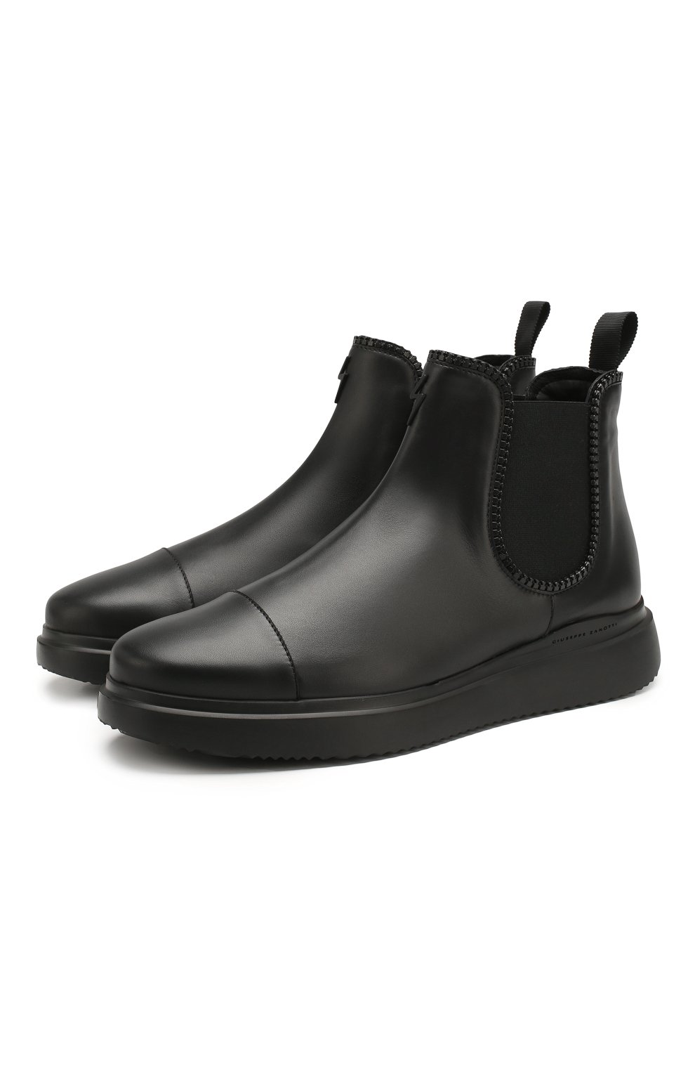 Мужские кожаные челси GIUSEPPE ZANOTTI DESIGN черного цвета, арт. IU90053/001 | Фото 1 (Материал внутренний: Натуральная кожа; Материал утеплителя: Без утеплителя; Подошва: Массивная; Мужское Кросс-КТ: Сапоги-обувь, Челси-обувь)