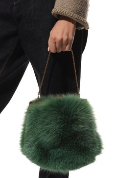 Женская сумка mydas large RUBEUS MILANO зеленого цвета, арт. 013/16D | Фото 2 (Материал: Натуральный мех; Женское Кросс-КТ: Вечерняя сумка; Сумки-технические: Сумки top-handle; Размер: large)