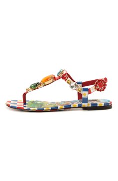Женские кожаные сандалии infradito DOLCE & GABBANA разноцветного цвета, арт. CQ0294/AJ744 | Фото 3 (Каблук высота: Низкий; Материал внутренний: Натуральная кожа; Региональные ограничения белый список (Axapta Mercury): RU; Подошва: Плоская; Длина стельки: 22,8, 23,4, 24,1, 24,8, 25,4, 26,1)