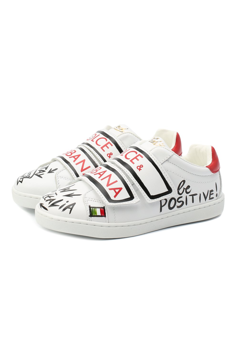 Мужского кожаные кеды DOLCE & GABBANA красного цвета, арт. E10902/B6302/29-36 | Фото 1 (Мальчики Кросс-КТ: Обувь-низкие; Региональные ограничения белый список (Axapta Mercury): Не проставлено, RU; Нос: Не проставлено; Кросс-КТ: велькро)