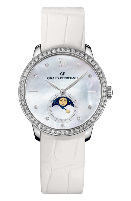 Женские часы white gold moon phase pearl GIRARD-PERREGAUX бесцветного цвета, арт. 49524D53A752-CK7A | Фото 1 (Материал корпуса: Белое золото; Цвет циферблата: Перламутровый; Механизм: Автомат)