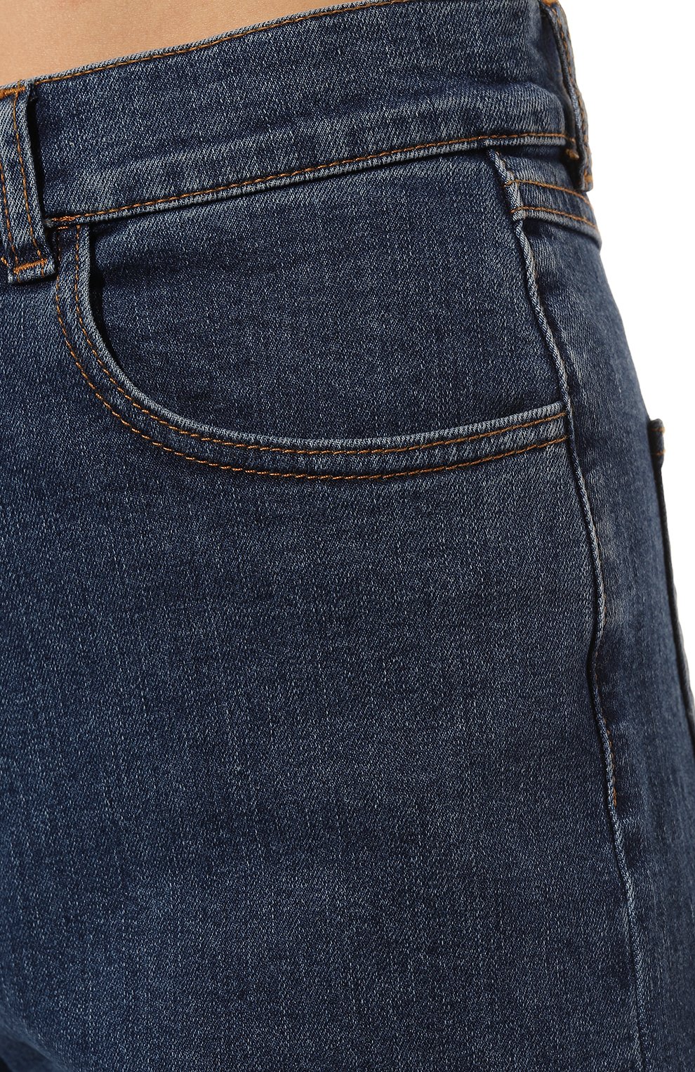 Женские джинсы SEE BY CHLOÉ синего цвета, арт. CHS22WDP06/150484 | Фото 5 (Кросс-КТ: Деним; Стили: Гранж; Силуэт Ж (брюки и джинсы): Расклешенные; Материал внешний: Хлопок, Деним; Детали: Потертости; Длина (брюки, джинсы): Укороченные)
