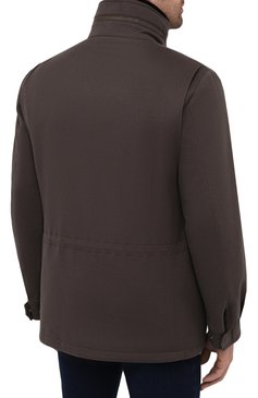 Мужская шерстяная куртка с меховой отделкой LORO PIANA коричневого цвета, арт. FAI3695/VVIC | Фото 4 (Кросс-КТ: Куртка; Мужское Кросс-КТ: шерсть и кашемир; Материал внешний: Шерсть; Рукава: Длинные; Длина (верхняя одежда): До середины бедра; Региональные ограничения белый список (Axapta Mercury): RU; Материал сплава: Проставлено; Материал подклада: Синтетический материал; Драгоценные камни: Проставлено; Стили: Кэжуэл)