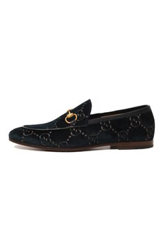 Мужские текстильные лоферы jordaan GUCCI темно-синего цвета, арт. 430088 9TI90 | Фото 2 (Материал внешний: Текстиль; Материал внутренний: Натуральная кожа; Стили: Классический)