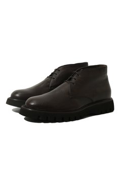 Мужские кожаные ботинки BARRETT темно-коричневого цвета, арт. BASTIA-024.6/CERV0 ASP0RTABILE | Фото 1 (Материал внешний: Кожа; Материал утеплителя: Натуральный мех; Мужское Кросс-КТ: Ботинки-обувь, Дезерты-обувь, зимние ботинки; Материал сплава: Проставлено; Нос: Не проставлено)