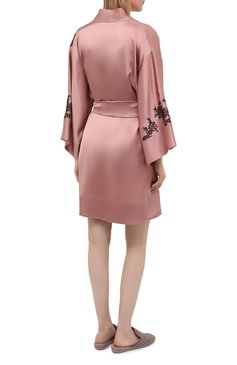 Женский шелковый халат CARINE GILSON розового цвета, арт. CG0137GS S21 | Фото 4 (Материал внешний: Шелк)