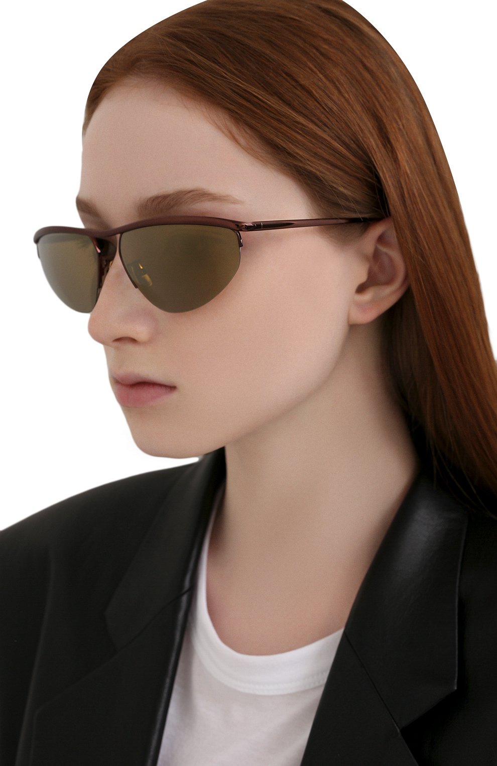 Женские солнцезащитные очки BOTTEGA VENETA коричневого цвета, арт. BV1091S | Фото 2 (Региональные ограничения белый список (Axapta Mercury): RU; Тип очков: С/з; Очки форма: Узкие)
