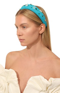 Женский ободок для волос PANFIL бирюзового цвета, арт. 4-BND-DR | Фото 2 (Материал: Текстиль; Материал сплава: Проставлено; Нос: Не проставлено)