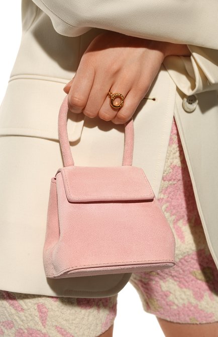 Женская сумка liza mini RUBEUS MILANO розового цвета, арт. 014/18DMLSUBP | Фото 2 (Ремень/цепочка: На ремешке; Материал: Натуральная кожа; Размер: mini; Сумки-технические: Сумки top-handle; Женское Кросс-КТ: Вечерняя сумка)